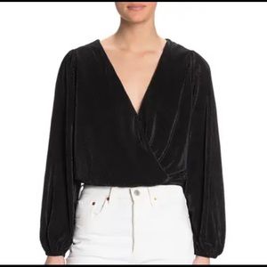 ASTR The Label black plisse surplice top